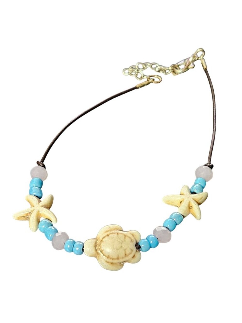 Handmade Turtle Starfish Beaded Bracelet Beach Core Vacation Ocean Jewelry Women